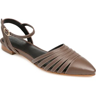 Journee Collection Dexie Strappy Pointed Toe Flat In Brown
