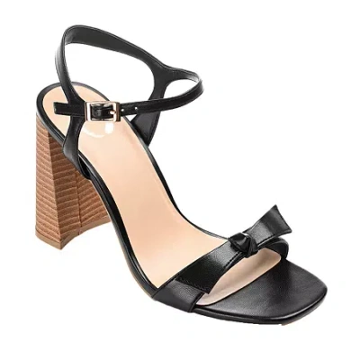 Journee Collection Dianne Womens Round Open Toe Stacked Heel Pumps In Black