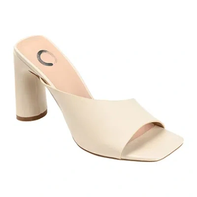 Journee Collection Dola Womens Round Open Toe Block Heel Pumps In White