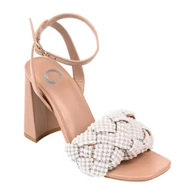 Journee Collection Dua Womens Round Open Toe Block Heel Pumps In Brown