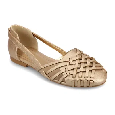 Journee Collection Ekko Womens Round Closed Toe Slip-on Shoe In Gold
