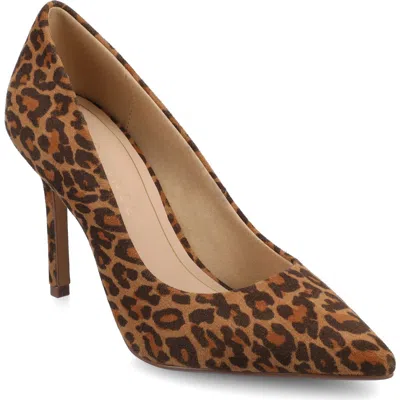 Journee Collection Embellished Pointed Toe Pump In Brown