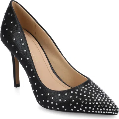 Journee Collection Embellished Pointed Toe Pump In Black
