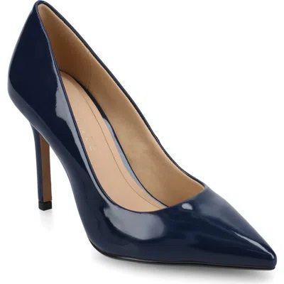 Journee Collection Embellished Pointed Toe Pump In Blue