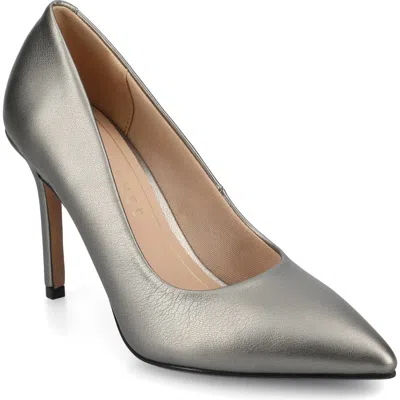 Journee Collection Embellished Pointed Toe Pump In Gray