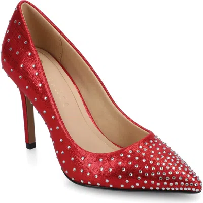 Journee Collection Embellished Pointed Toe Pump In Red