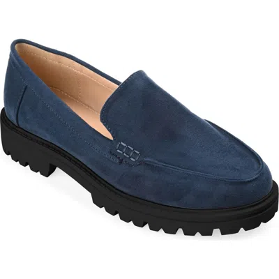 Journee Collection Ericka Lug Sole Platform Loafer In Navy