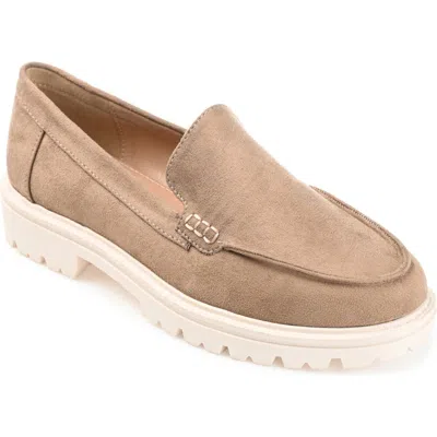 Journee Collection Ericka Lug Sole Platform Loafer In Taupe