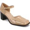 Journee Collection Evangeline Block Heel Pump In Beige Patent