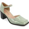Journee Collection Evangeline Block Heel Pump In Green Patent