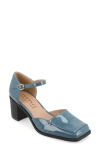 Journee Collection Evangeline Block Heel Pump In Patent/blue