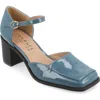 Journee Collection Evangeline Block Heel Pump In Patent/blue