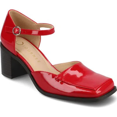 Journee Collection Evangeline Block Heel Pump In Red Patent