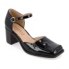 Journee Collection Evangeline Womens Moc Closed Toe Stacked Heel Pumps In Black