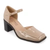 Journee Collection Evangeline Womens Moc Closed Toe Stacked Heel Pumps In Brown