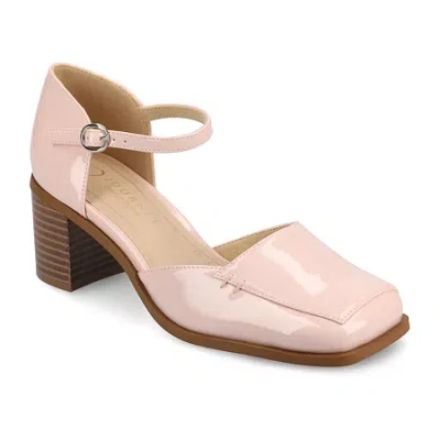 Journee Collection Evangeline Womens Square Closed Toe Stacked Heel Pumps In Neutral