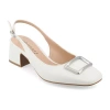 Journee Collection Everlee Womens Square Block Heel Pumps In White