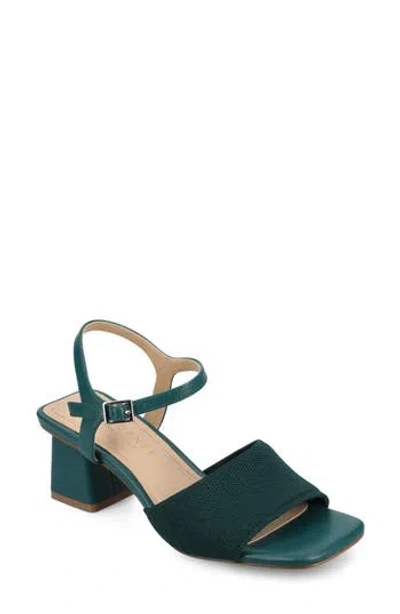 Journee Collection Evylinn Knit Block Heel Sandal In Green