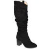Journee Collection Aneil Womens Faux Suede Extra Wide Calf Block Heels In Black