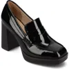 Journee Collection Ezzey Platform Penny Loafer Pump In Patent,black