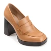 Journee Collection Ezzey-wd Womens Square Closed Toe Stacked Heel Pumps In Brown