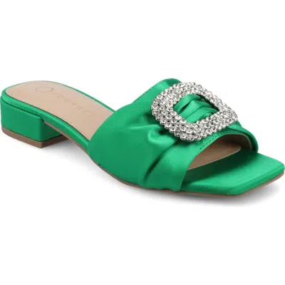 Journee Collection Flavia Rhinestone Buckle Slide Sandal In Multi