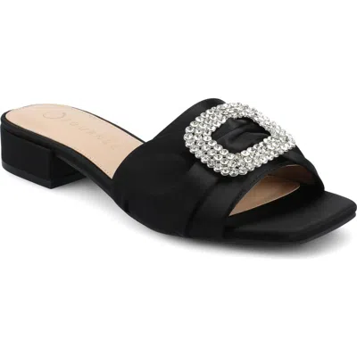 Journee Collection Flavia Rhinestone Buckle Slide Sandal In Multi