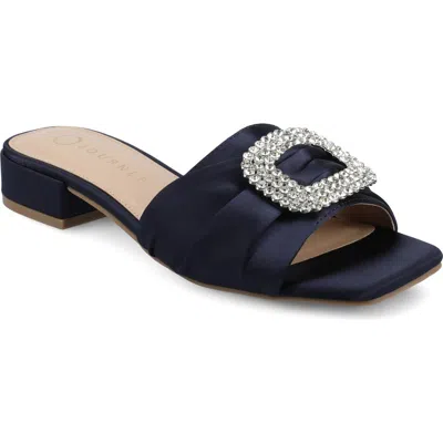 Journee Collection Flavia Rhinestone Buckle Slide Sandal In Multi