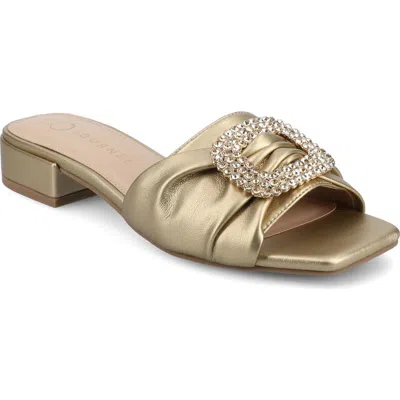 Journee Collection Flavia Rhinestone Buckle Slide Sandal In Multi