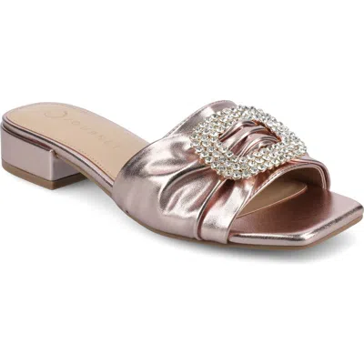 Journee Collection Flavia Rhinestone Buckle Slide Sandal In Pink