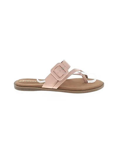 Pre-owned Journee Collection Flip Flops In Tan