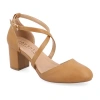 Journee Collection Foster Womens Pointed Closed Toe Block Heel Pumps In Brown