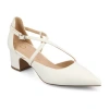 Journee Collection Galvinn Womens Pointed Flat Heel Pumps In White