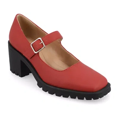 Journee Collection Gladys Womens Square Closed Toe Block Heel Pumps In Red
