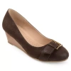Journee Collection Graysn Womens Round Closed Toe Wedge Heel Pumps In Brown