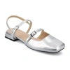 Journee Collection Gretchenn Womens Square Closed Toe Mary Jane Shoes In Silver