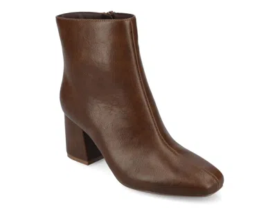Journee Collection Haylinn Vegan Leather Bootie In Brown