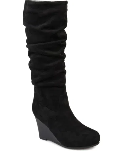 Journee Collection Haze Boots Women's Us Black Faux Suede Mid-calf Gal732