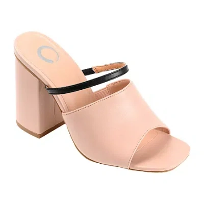Journee Collection Heiddy Womens Round Open Toe Block Heel Pumps In Pink