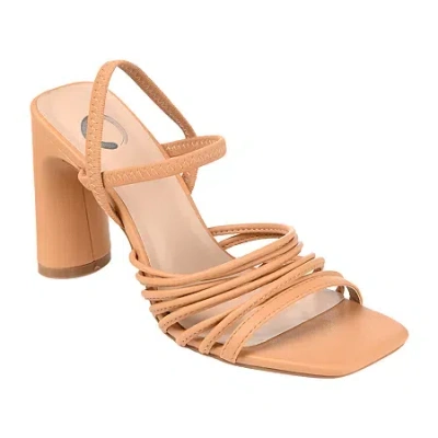 JOURNEE COLLECTION HERA WOMENS ROUND OPEN TOE BLOCK HEEL PUMPS