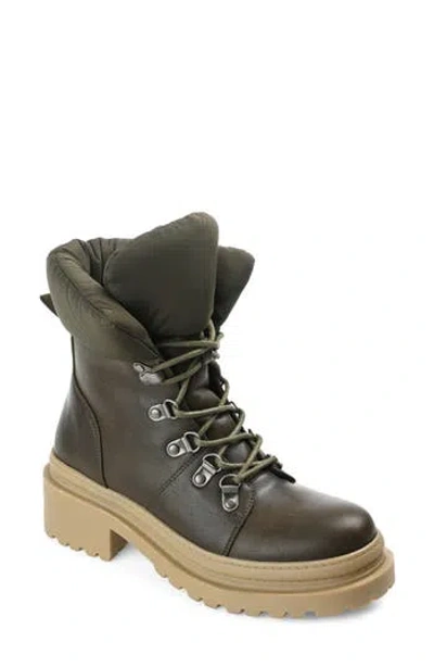 Journee Collection Irrah Faux Leather Lug Sole Boot In Green
