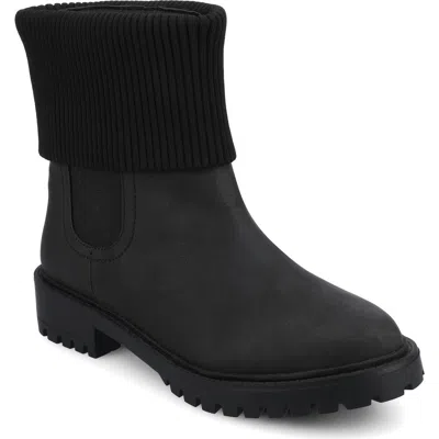 Journee Collection Isabeau Knit Collar Chelsea Boot In Black