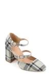 Journee Collection Womens Isadorah Mary Jane Mid Block Heel Square Toe Pumps In Plaid/black