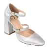 Journee Collection Isadorah-wd Womens Square Closed Toe Block Heel Pumps In Silver