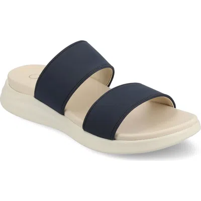 Journee Collection Janis Wedge Slide Sandal In Navy