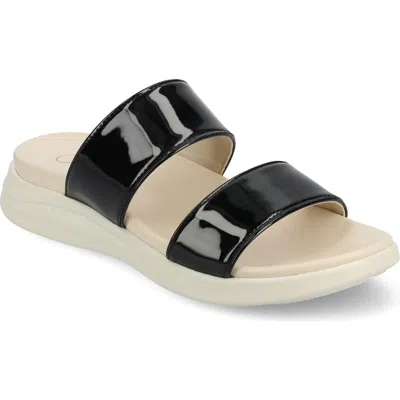 Journee Collection Janis Wedge Slide Sandal In Patent/black