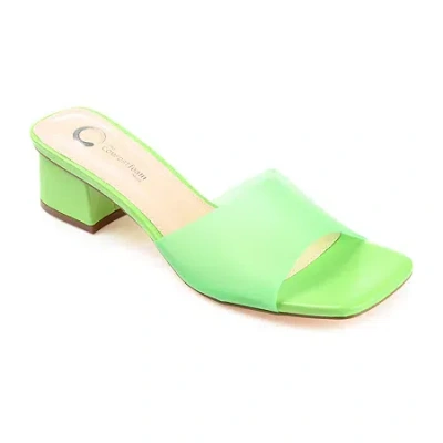 Journee Collection Jaydin Womens Round Open Toe Block Heel Pumps In Green