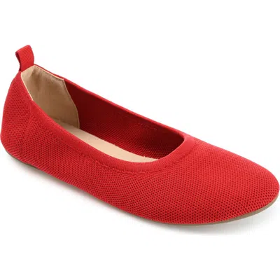 Journee Collection Jersie Knit Ballet Flat In Red