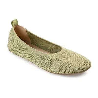 Journee Collection Jersie Womens Round Closed Toe Ballet Flats In Green