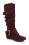 Journee Collection Jester Side Buckle Tall Boot In Burgundy
